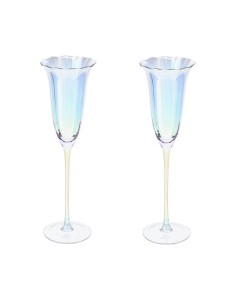 Coppia di bicchieri flute in vetro iridescente Hervit