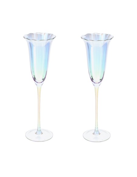 Coppia di bicchieri flute in vetro iridescente Hervit