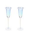 Set 2 bicchieri flute in vetro iridescente Hervit