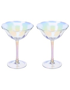 Set 2 bicchieri coppa in vetro iridescente Hervit