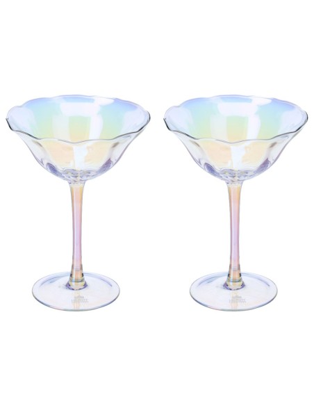 Set 2 bicchieri coppa in vetro iridescente Hervit