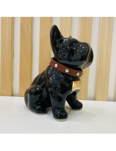 Bulldog Nero in Ceramica Dipinto a Mano Tom Ch 2