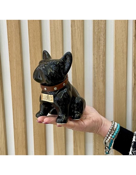 Bulldog Nero in Ceramica Dipinto a Mano Tom Ch