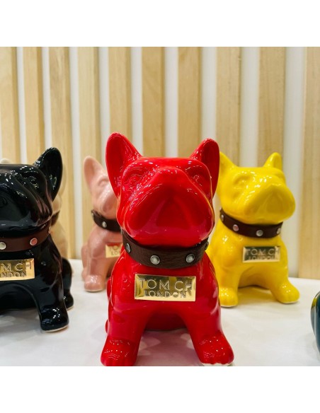 Bulldog Nero in Ceramica Dipinto a Mano Tom Ch