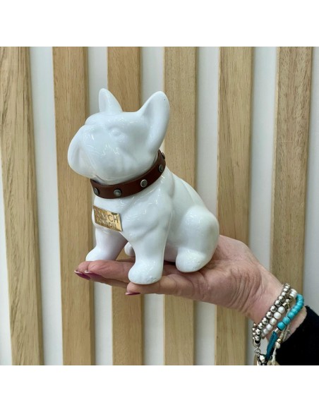 Bulldog Bianco in Ceramica Dipinto a Mano Tom Ch