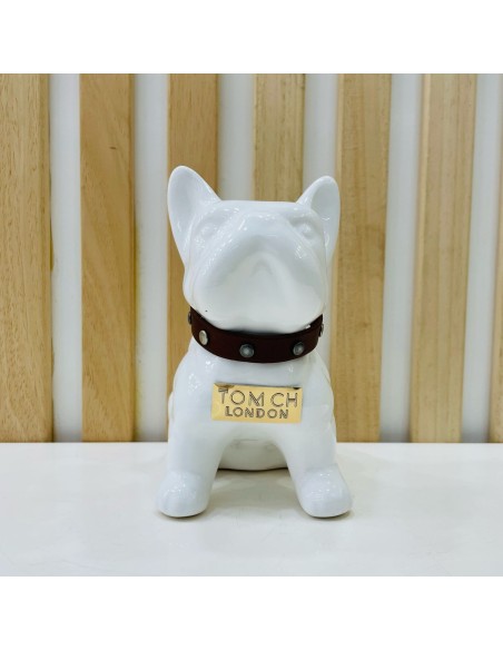 Bulldog Bianco in Ceramica Dipinto a Mano Tom Ch