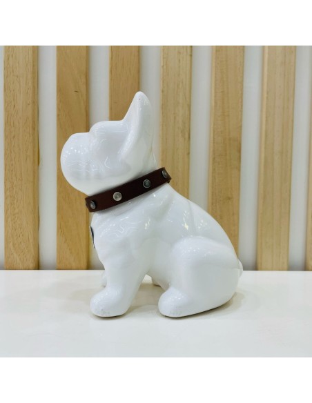 Bulldog Bianco in Ceramica Dipinto a Mano Tom Ch