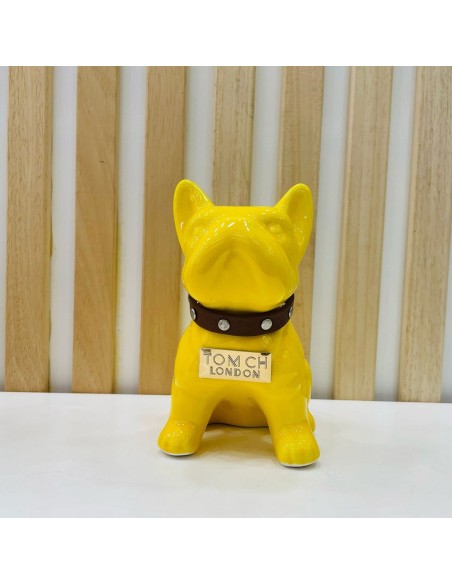 Bulldog Giallo in Ceramica Dipinto a Mano Tom Ch
