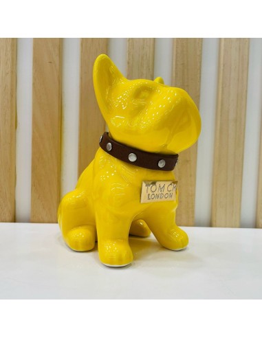 Bulldog Giallo in Ceramica Dipinto a Mano Tom Ch