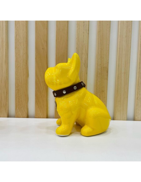 Bulldog Giallo in Ceramica Dipinto a Mano Tom Ch