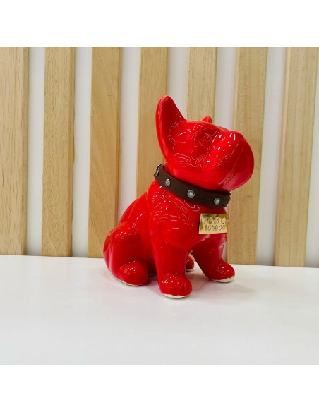 Bulldog Rosso in Ceramica Dipinto a Mano Tom Ch