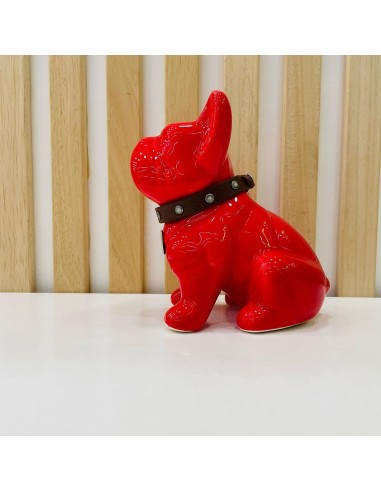 Bulldog Rosso in Ceramica Dipinto a Mano Tom Ch