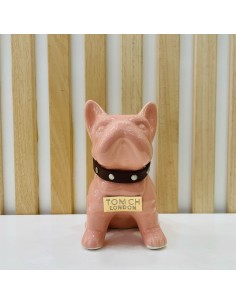 Bulldog Rosa in Ceramica Dipinto a Mano Tom Ch