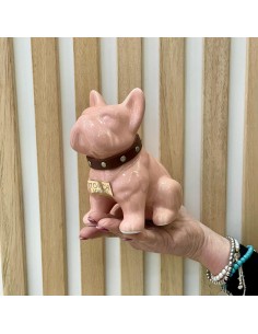 Bulldog Rosa in Ceramica Dipinto a Mano Tom Ch 2