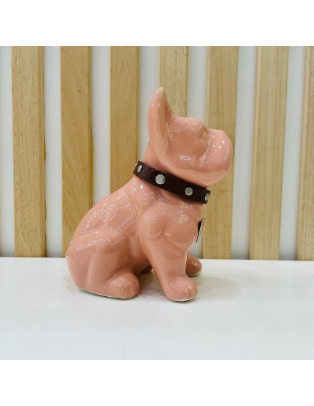 Bulldog Rosa in Ceramica Dipinto a Mano Tom Ch