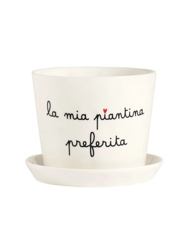 Vaso "La mia piantina preferita" con sottovaso Simple Day