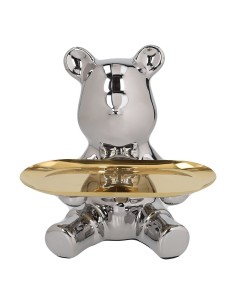 Orso argentato con vassoio dorato Tognana