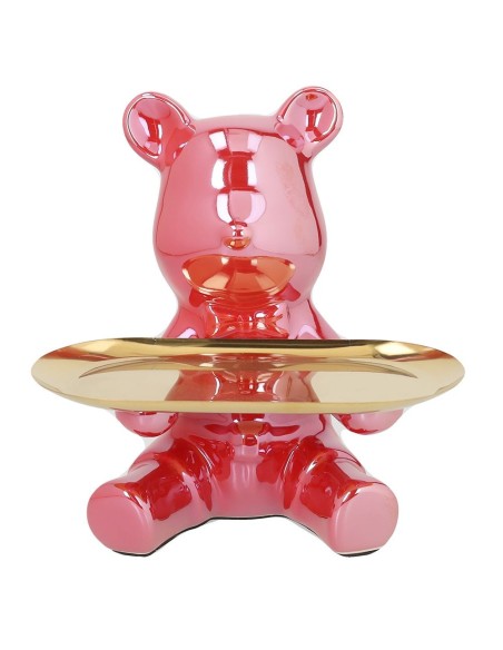 Orso rosso con vassoio dorato Tognana