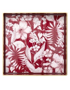 Vassoio quadrato floreale bianco e rosso Tognana