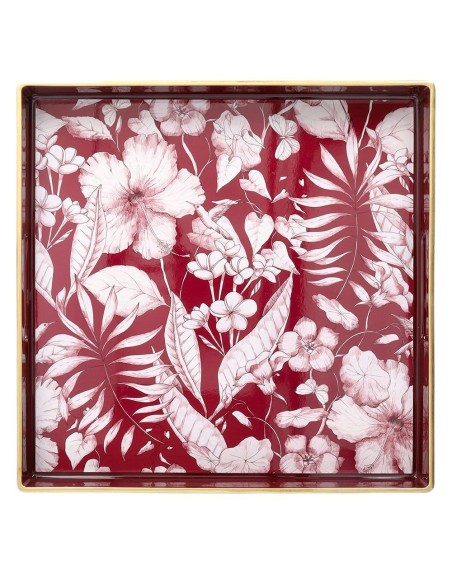 Vassoio quadrato floreale bianco e rosso Tognana