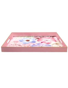 Vassoio rettangolare con fiori rosa Tognana 2