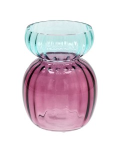 Vaso vetro bicolore viola e azzurro Tognana