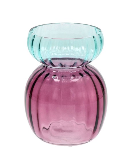 Vaso vetro bicolore viola e azzurro Tognana