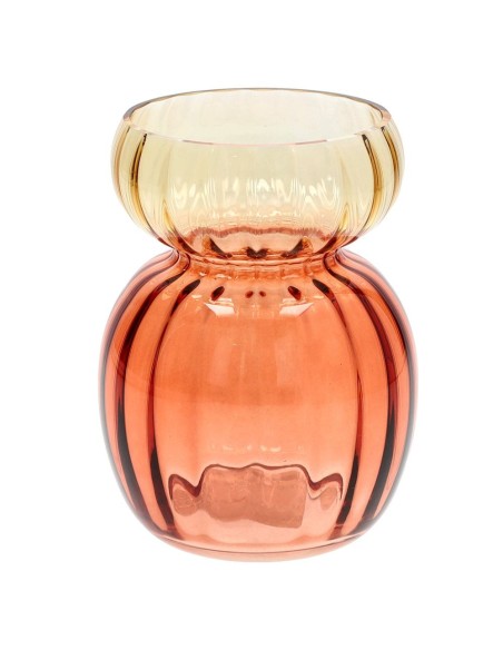 Vaso vetro bicolore arancio e giallo Tognana