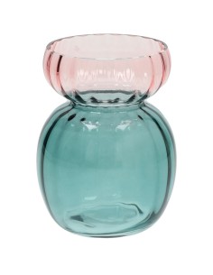 Vaso vetro bicolore verde e viola Tognana