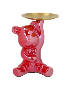 Orso rosso con vassoio dorato Tognana