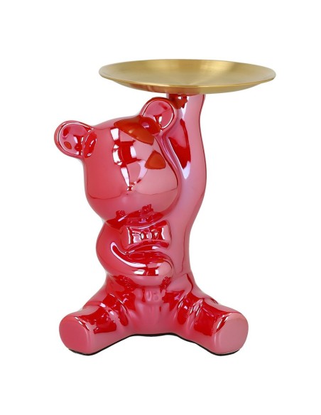Orso rosso con vassoio dorato Tognana
