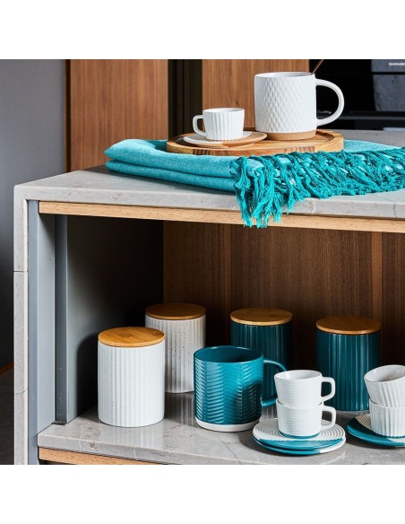 Barattolo da cucina rigato ottanio e beige Tognana