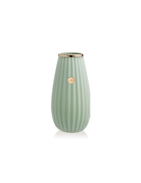 Vaso basic verde salvia con ghiera dorata Ilary Queen