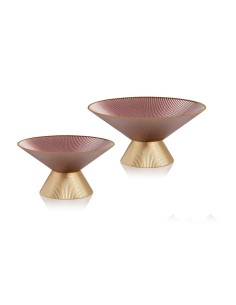 Alzata in vetro rosa e oro Ilary Queen
