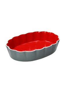 Pirofila Ovale festonata grande rossa e grigia Andrea Fontebasso