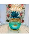 Lampada in vetro ambra e blu con riccio Pienne Design
