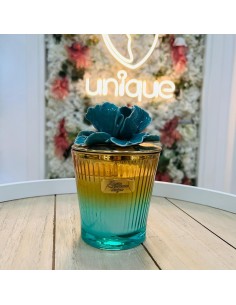 Candela bicchiere con riccio ambra e blu Pienne Design