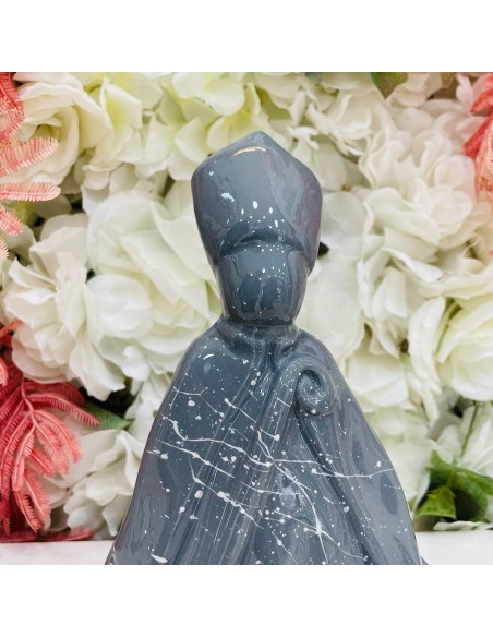 Scultura San Gennaro grigio con schizzi Amagè