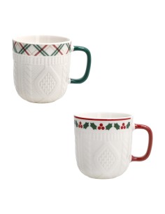 Set 2 tazze natalizie fantasia scozzese LET IT SNOW Tognana