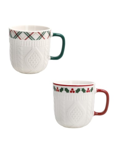 Set 2 tazze natalizie fantasia scozzese LET IT SNOW Tognana Set 2 tazze natalizie fantasia scozzese LET IT SNOW Tognana