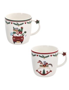 Set 2 tazze natalizie con auto e cavallo LET IT SNOW Tognana