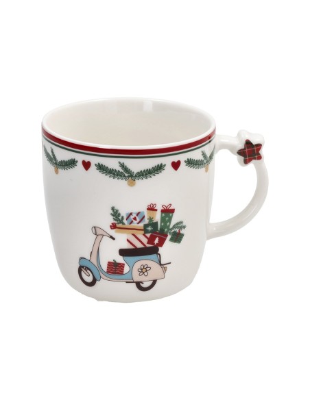 Set 2 tazze natalizie con albero e moto