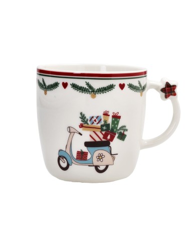 Set 2 tazze natalizie con albero e moto