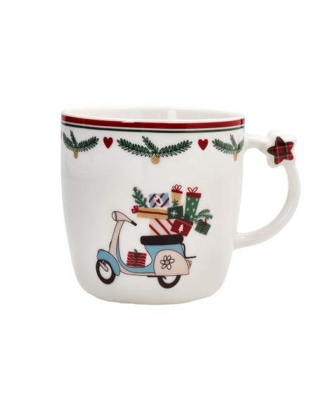 Set 2 tazze natalizie con albero e moto