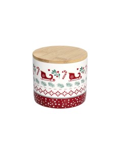 Barattolo da cucina natalizio rosso con tappo in legno Tognana