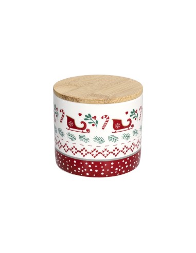 Barattolo da cucina natalizio rosso con tappo in legno Tognana Barattolo da cucina natalizio rosso con tappo in legno Tognana