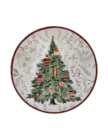 Sottopiatto tondo con decoro albero di Natale Tognana