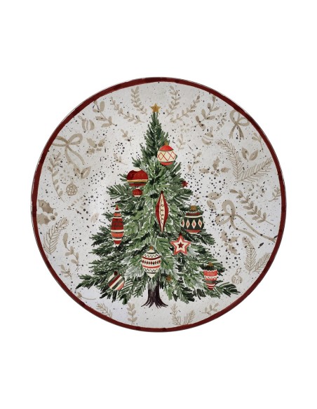 Sottopiatto tondo con decoro albero di Natale Tognana