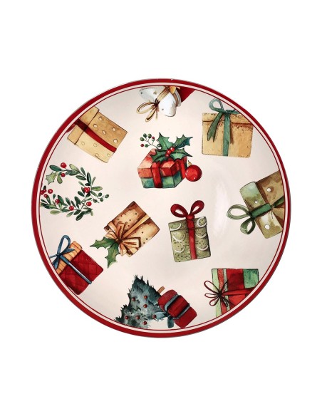 Sottopiatto tondo con decoro regali di Natale Tognana