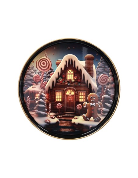 Vassoio tondo con decoro biscotti natalizi Tognana